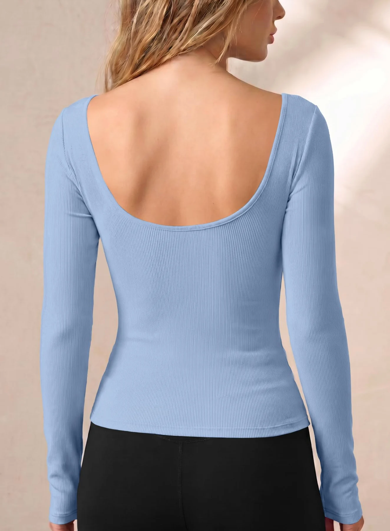 Darong Boat Neck Ribbed Workout Top, frame 2