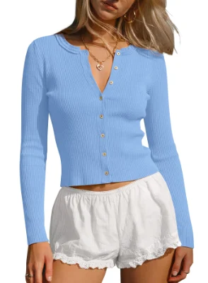 Darong Button Down Cardigan in Blue