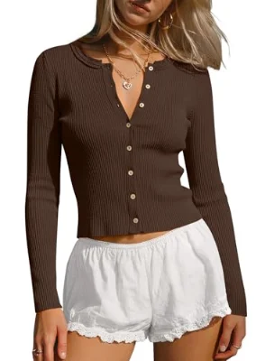 Darong Button Down Cardigan in Deep Brown