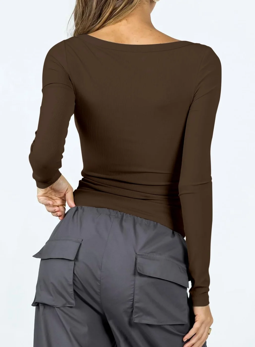 Darong Crop Slim-Fit Square Neck Long-Sleeve Top, frame 2