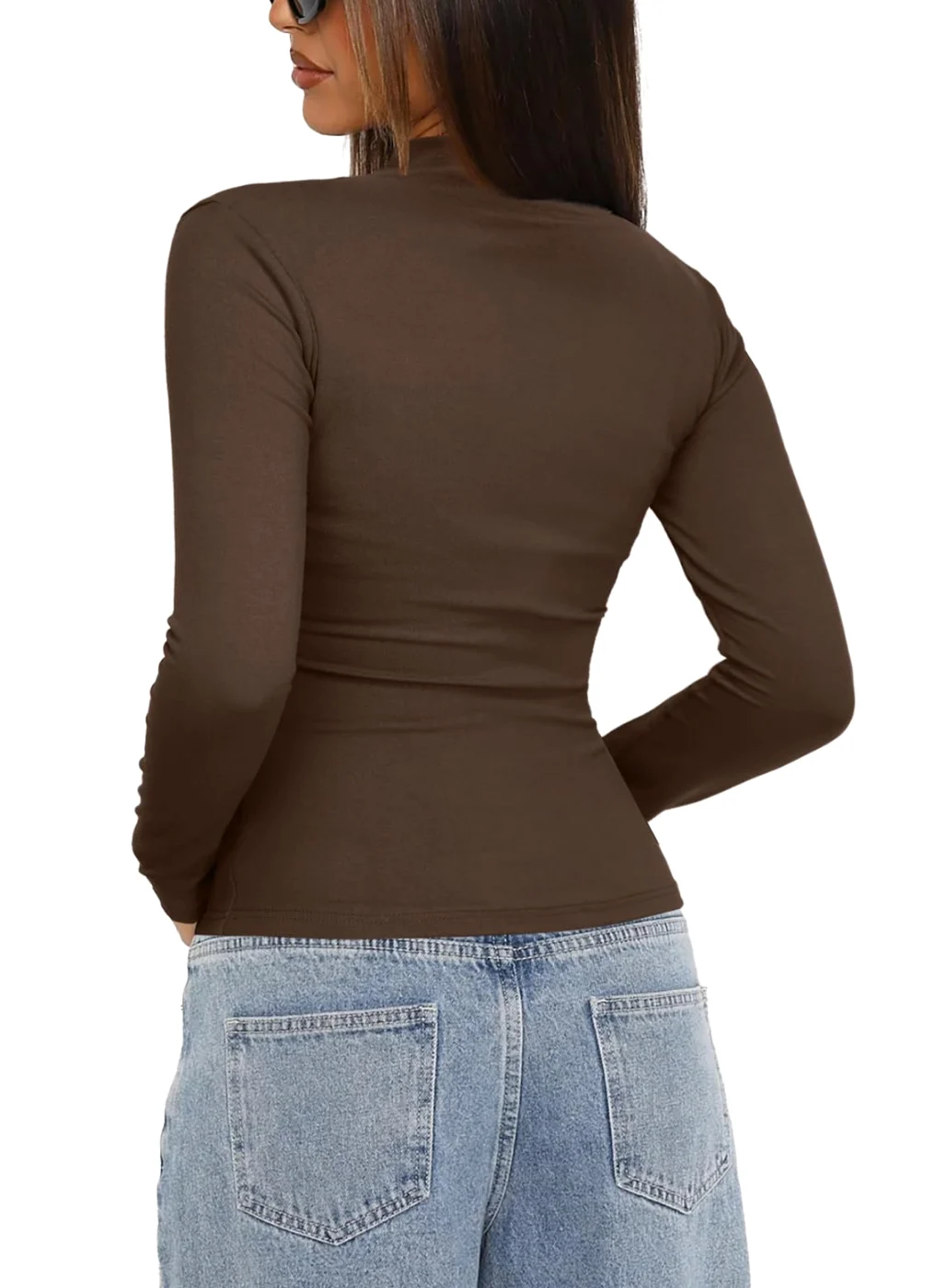 Darong High Neck Slim Ruched Long-Sleeve Top, frame 2