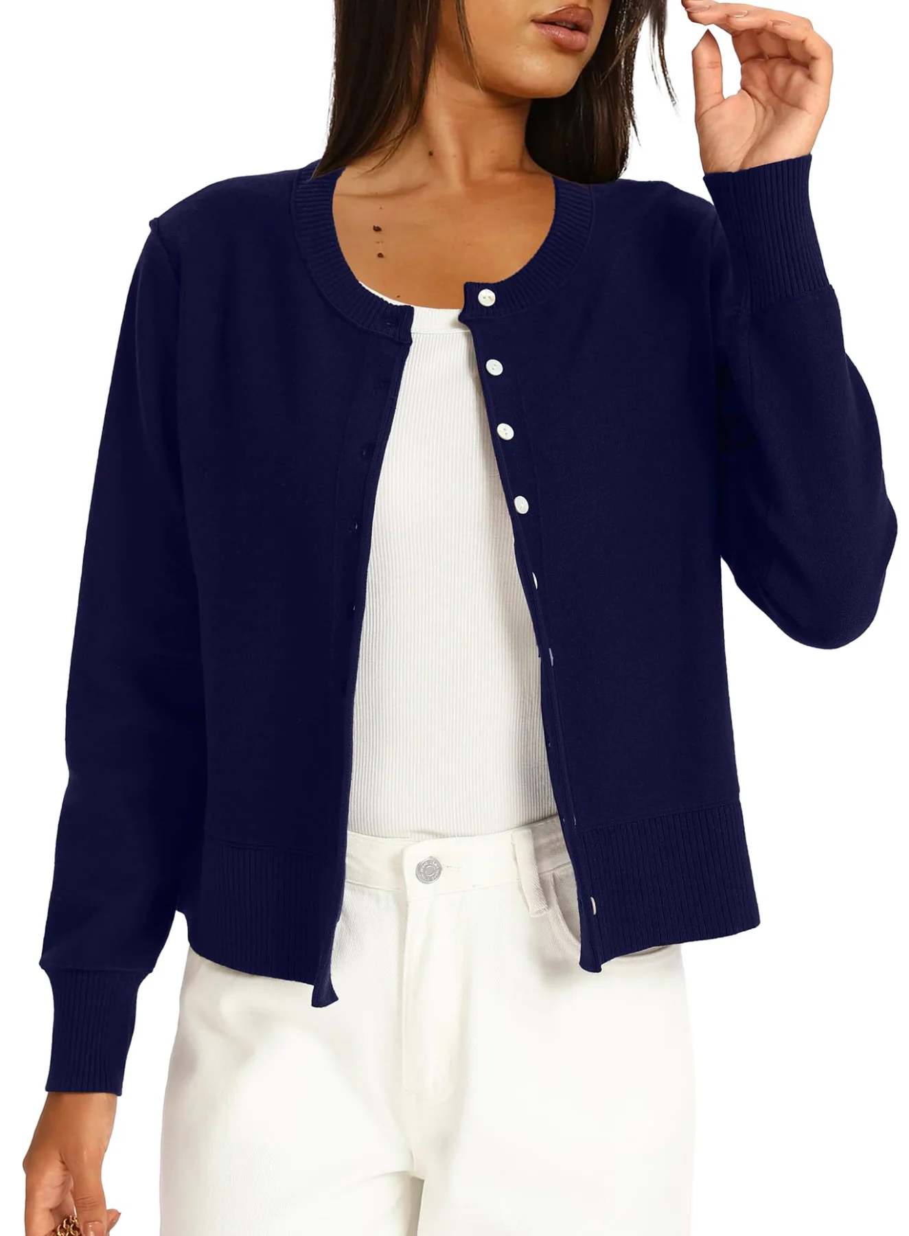 Darong Lightweight Button Down Long-Sleeve Cardigan, frame 3