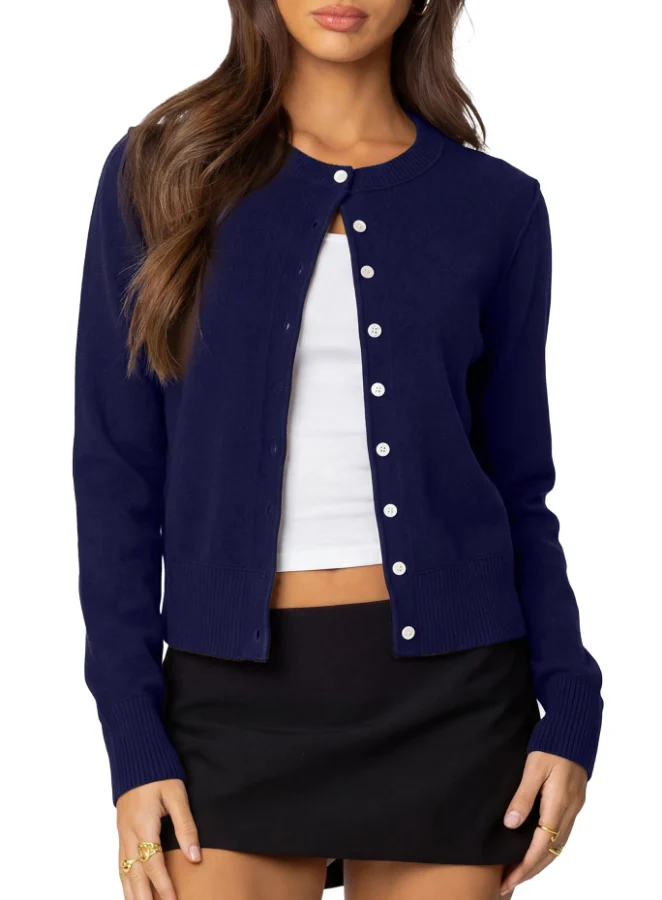 Darong Lightweight Button Down Long-Sleeve Cardigan in Royal Blue