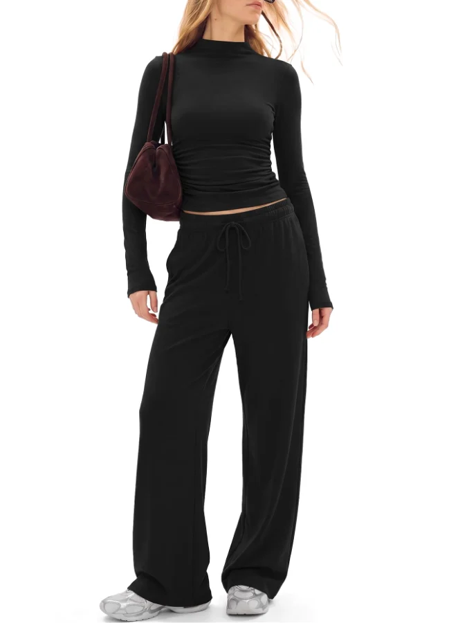 Darong Long-Sleeve Matching Two-Piece Set in Black