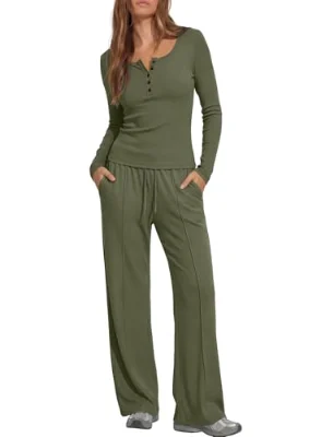 Darong Matching Two-Piece Set in Army Green