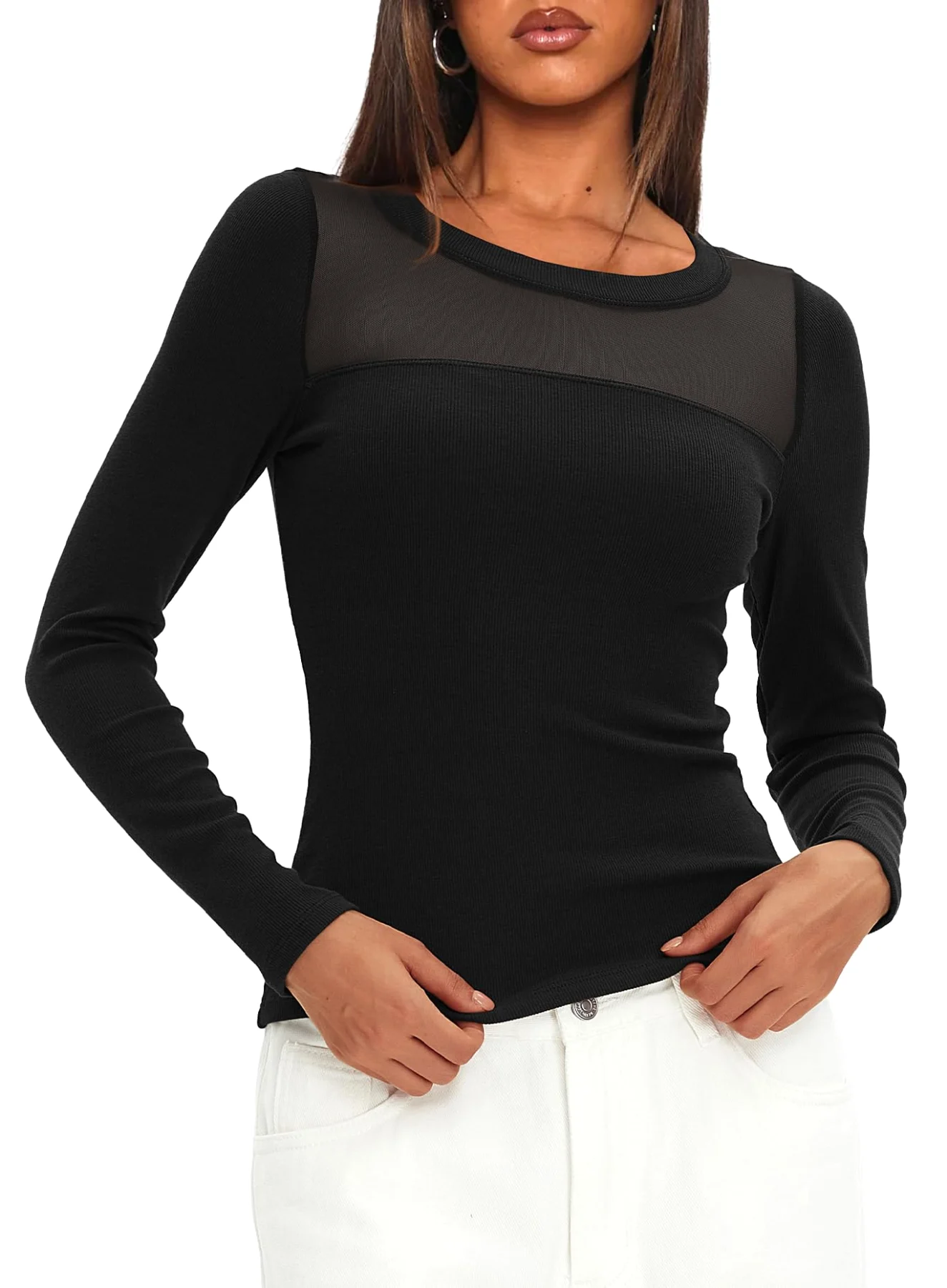 Darong Mesh Sheer Long-Sleeve Top, frame 3