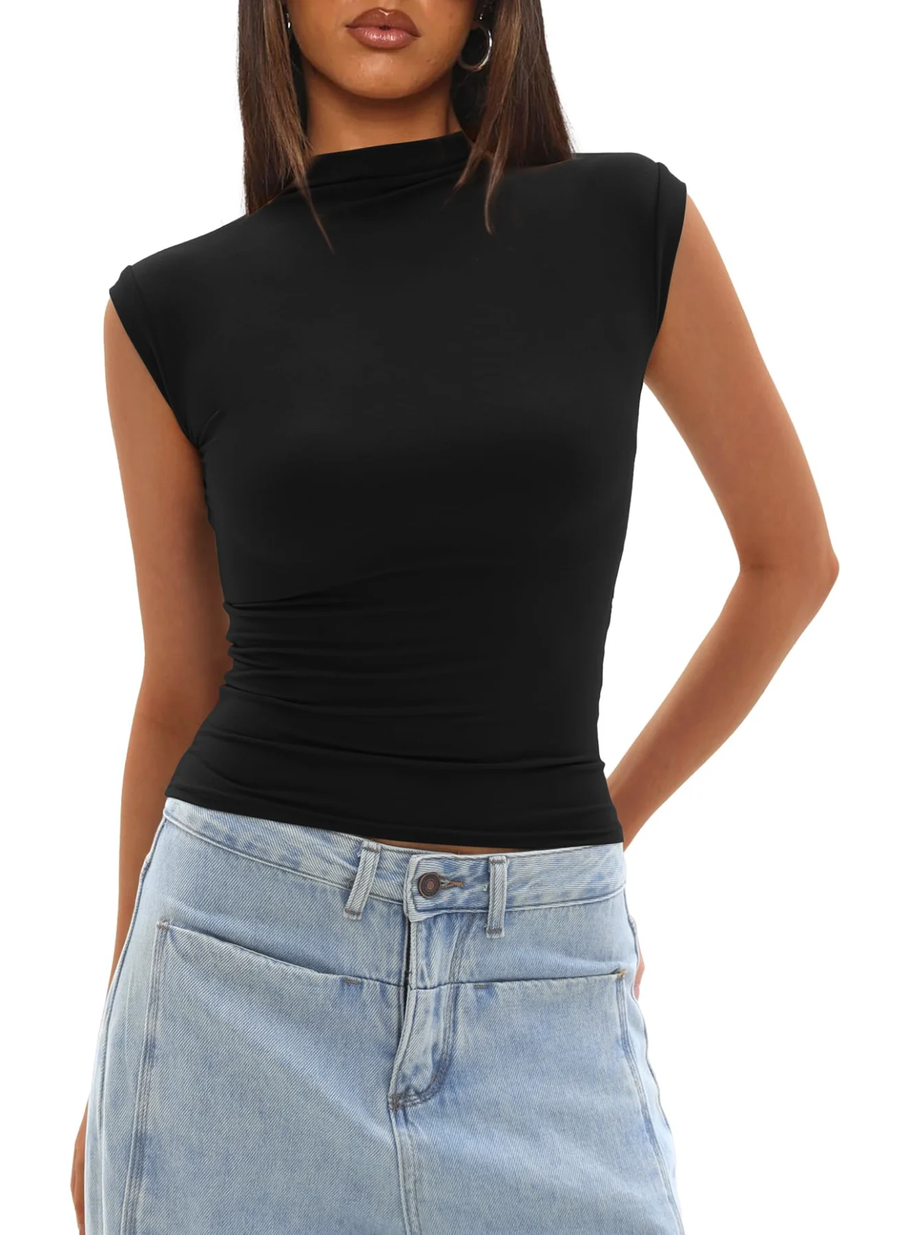 Darong Mock Neck Side Ruched Long-Sleeve Top, frame 3