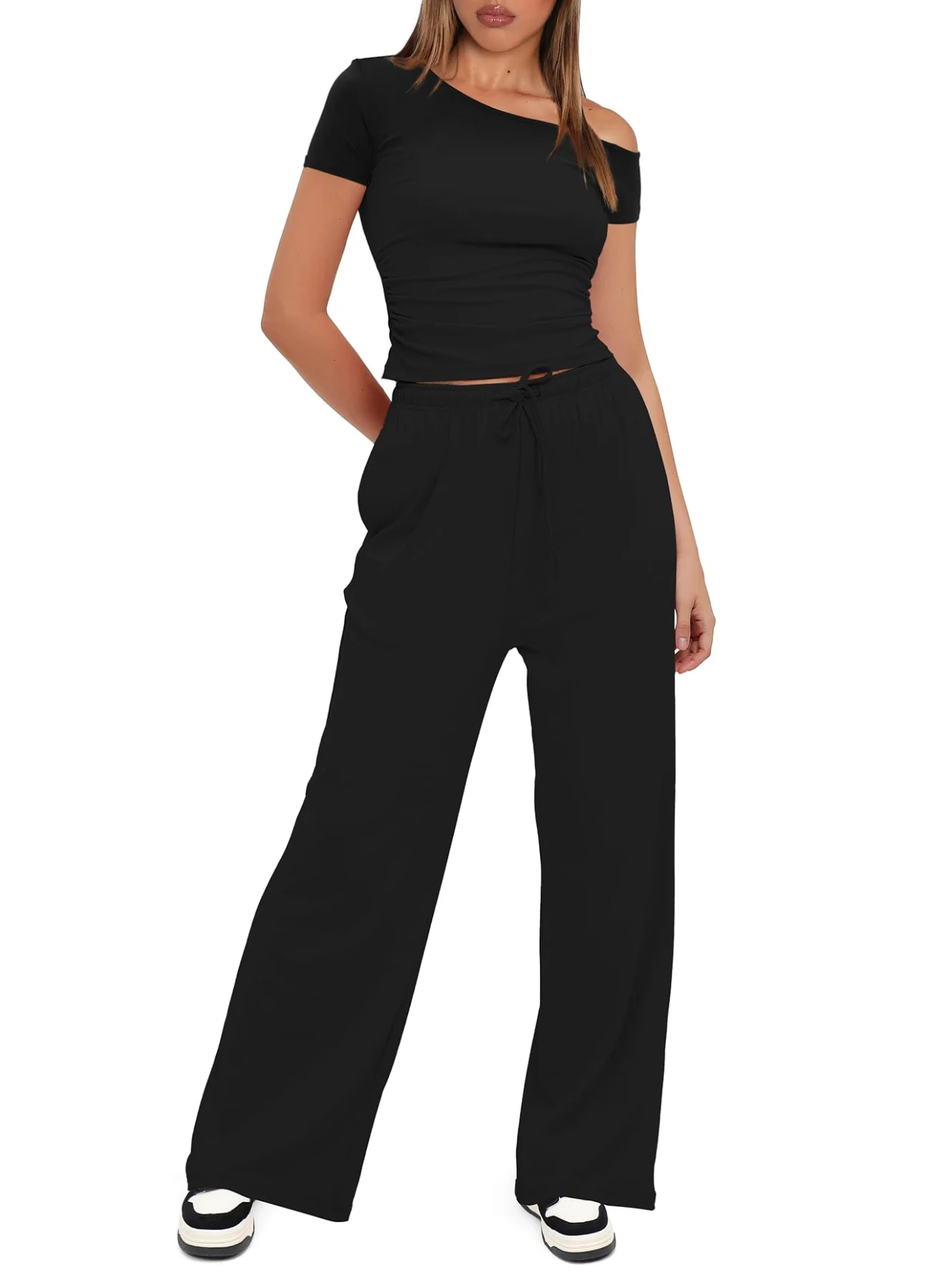 Darong Off-Shoulder Short-Sleeve High-Waisted Lounge Set, frame 3