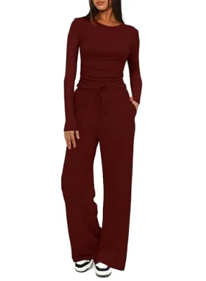 Darong Relaxed Fit Lounge Set in Wine Red
