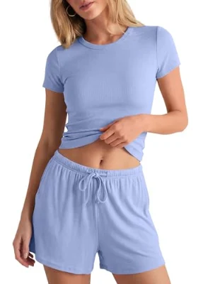 Darong Ribbed Matching Two-Piece Set in Light Blue