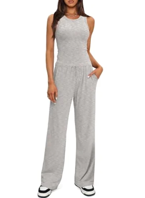 Darong Sleeveless Lounge Set in Light Grey