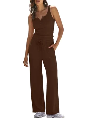 Darong Sleeveless Matching Lounge Set in Coffee