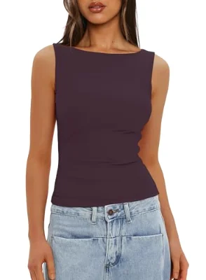 Darong Sleeveless Y2K Shirt in Deep Purple