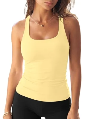Darong Square Neck Racerback Crop Camisole in Light Yellow