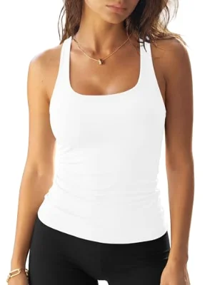 Darong Square Neck Racerback Crop Camisole in White