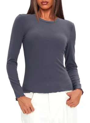 Darong Stretch Long-Sleeve Top in Grey