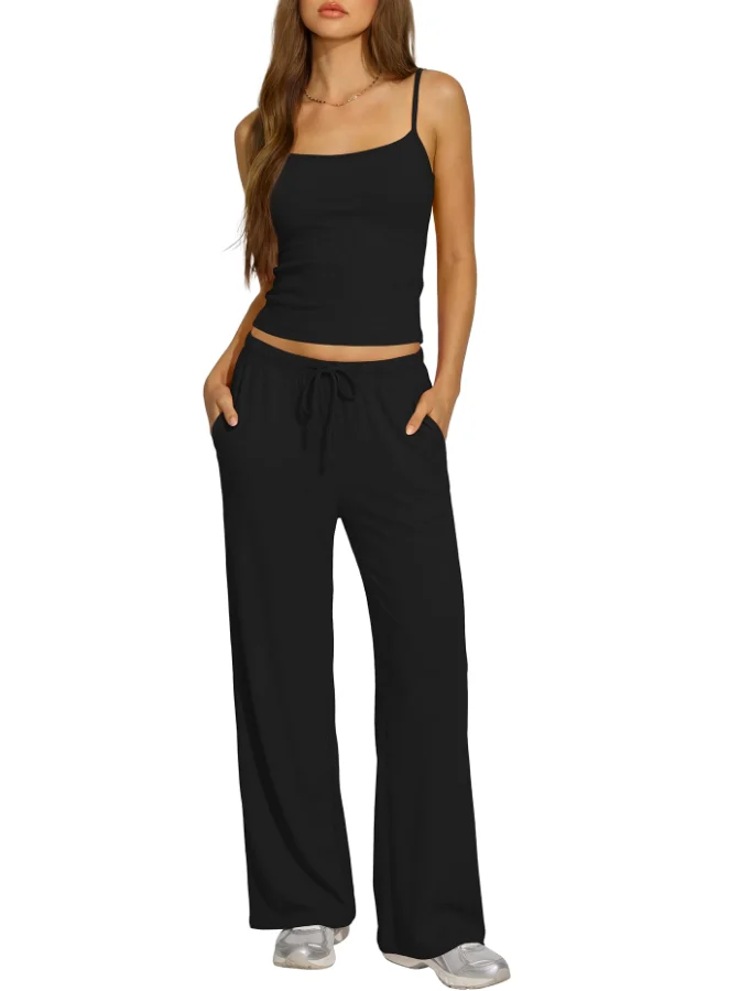 Darong Striped Two-Piece Set in Black
