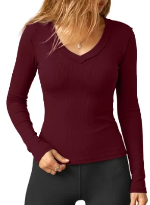 Darong V-Neck Long-Sleeve Top in Red