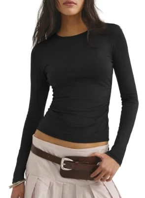 Darong Y2K Long-Sleeve Top in Black