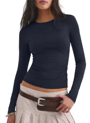 Darong Y2K Long-Sleeve Top in Dark Blue